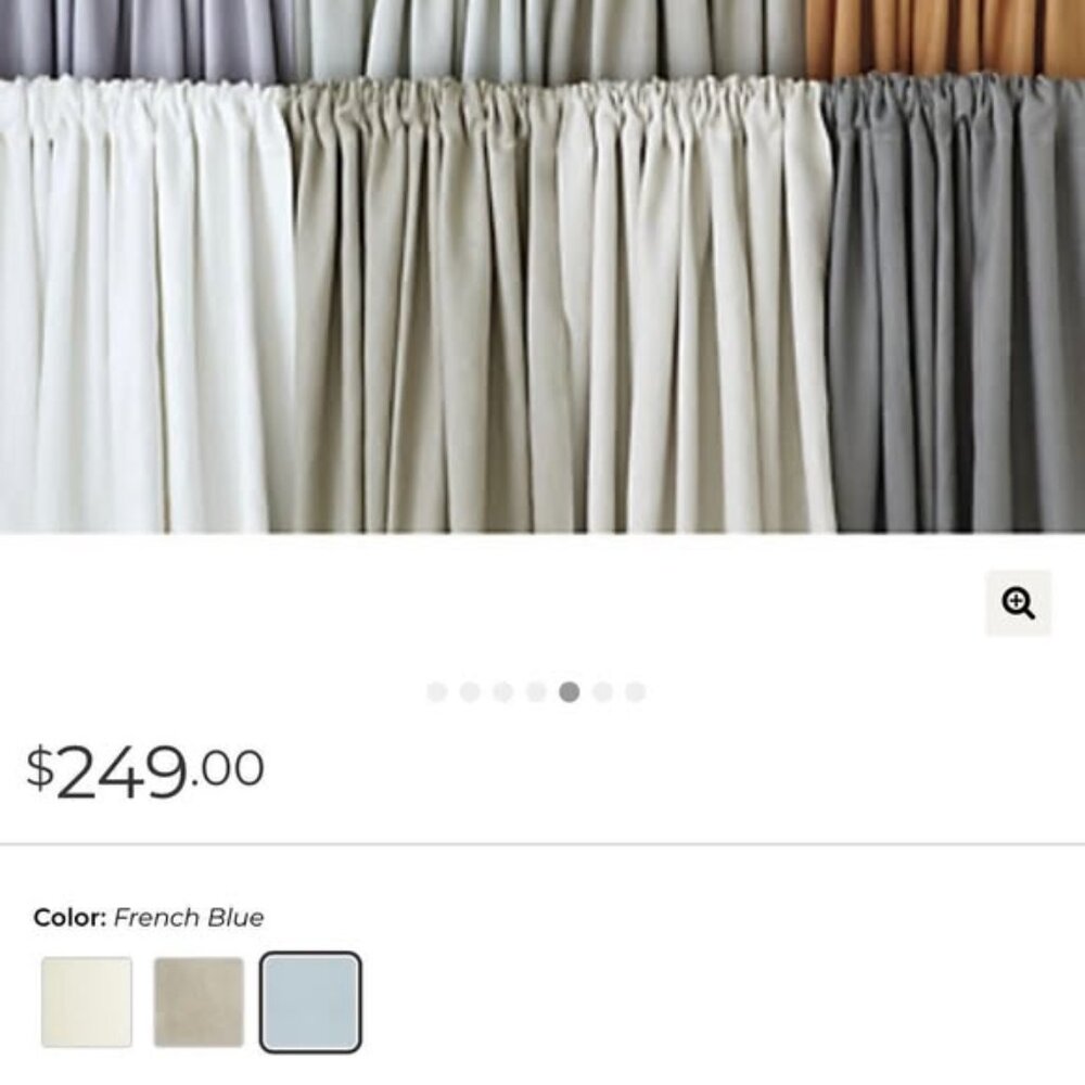 Ballard Designs Suzanne Kasler Signature 13oz Linen 50W x 84L French Blue Drapes